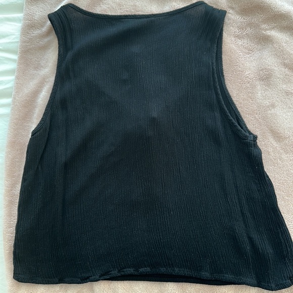 3 for $30 - EUC Black forever 21 crepe lace up tank top - Picture 4 of 5